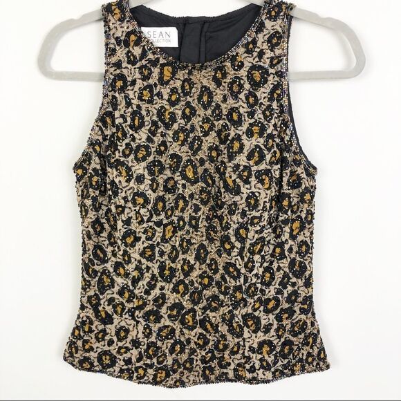 SEAN COLLECTION | Beaded Leopard Print Top Size S - Picture 1 of 8